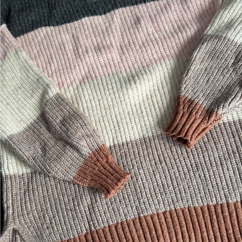 American Eagle Outfitters Women's Striped Sweater - Pink, Cream, Brown